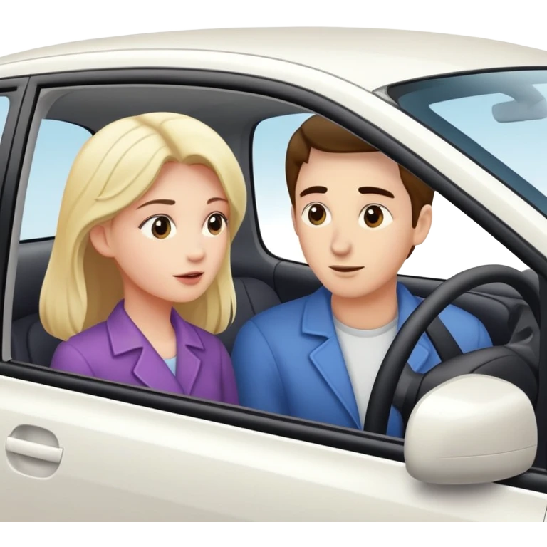 woman standing outside car talking to man inside car with window down emoji
