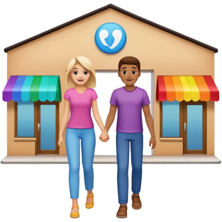  two characters + shop building emoji