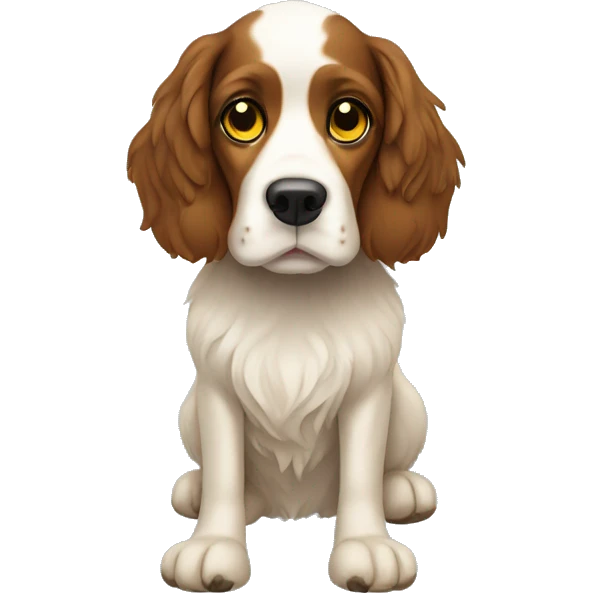 a spaniel with yellow mittens on its paws emoji