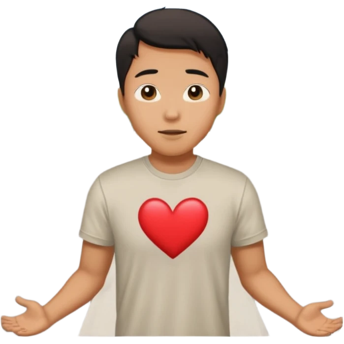 asian man falling on sidewalk with heart eyes emoji