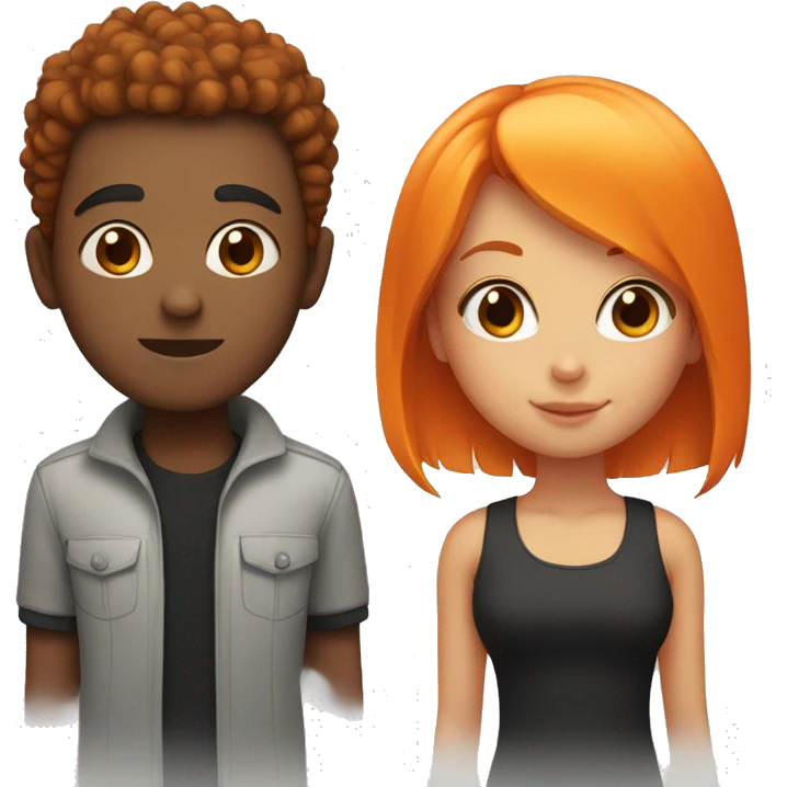 boy with black short hair and girl with orange bangs and long orange hair  emoji