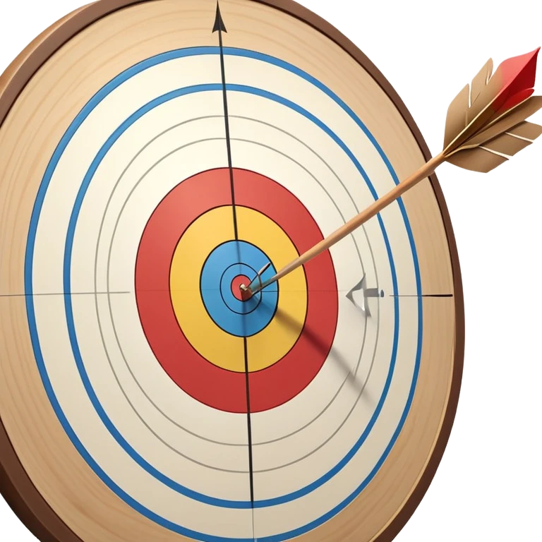 A close-up of a bowstring pulled taut with an arrow aimed at a target. The target's concentric rings are visible in the background, highlighting the focus and precision required for archery. The scene captures the grace and concentration of the sport. emoji
