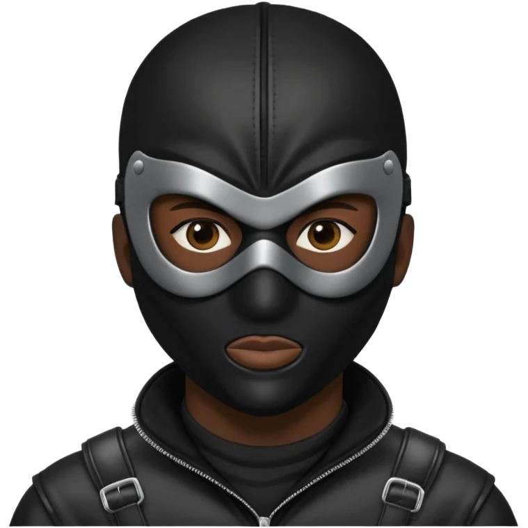bdsm slave black leather fullhead mask  emoji