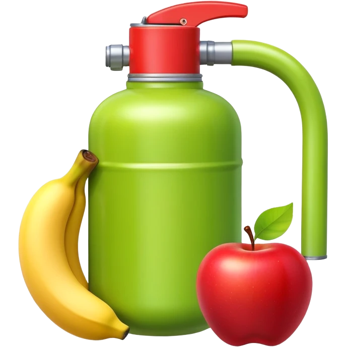gas cannister surrounded by an apple, banana, and grape emoji