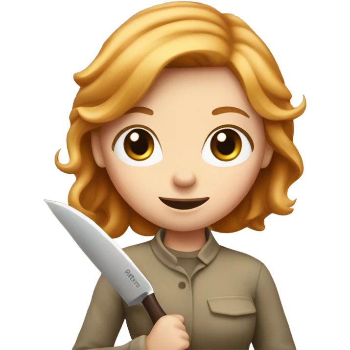 Strawberry blonde girl holding a knife emoji