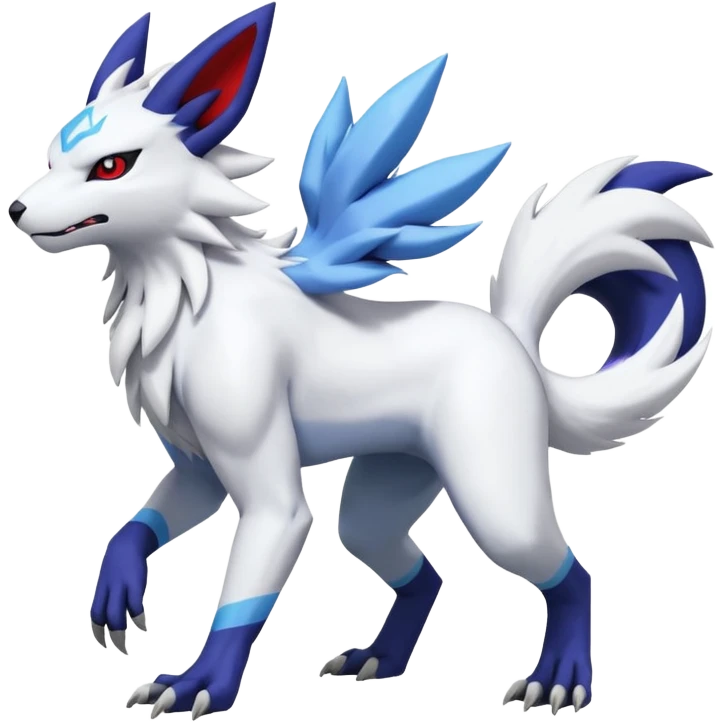 Garurumon-Zangoose-Renamon-Absol-fusion-hybrid-creature (full body) emoji