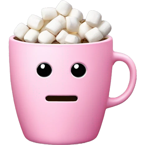 Coffee with small marshmallows in a pink cup emoji