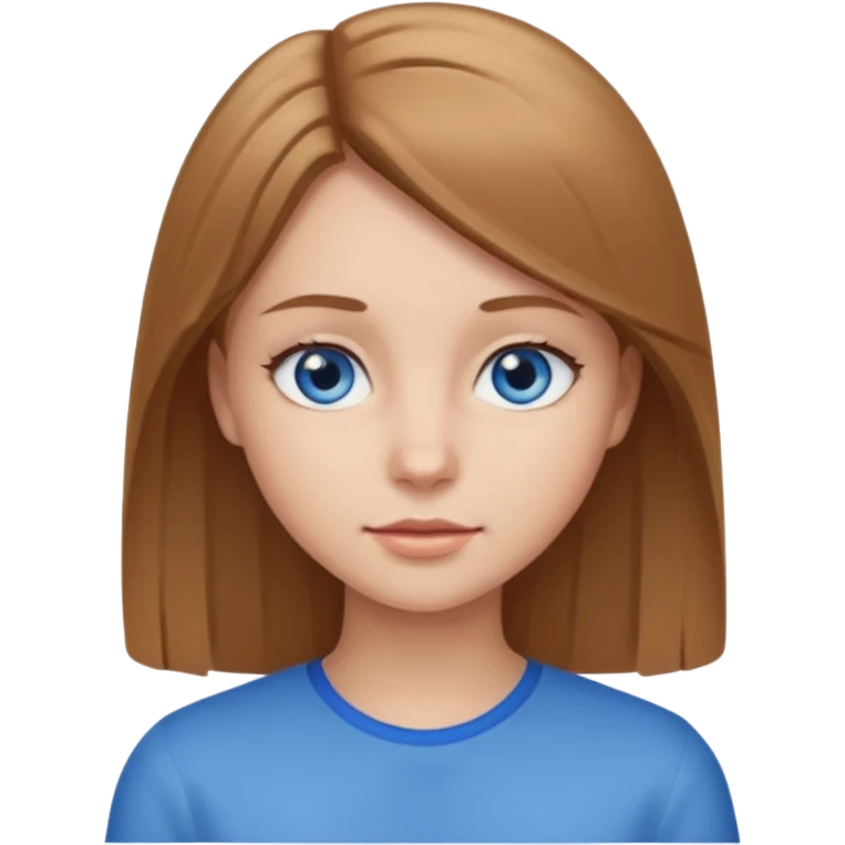 Girl with light brown straight hair with blue eyes emoji