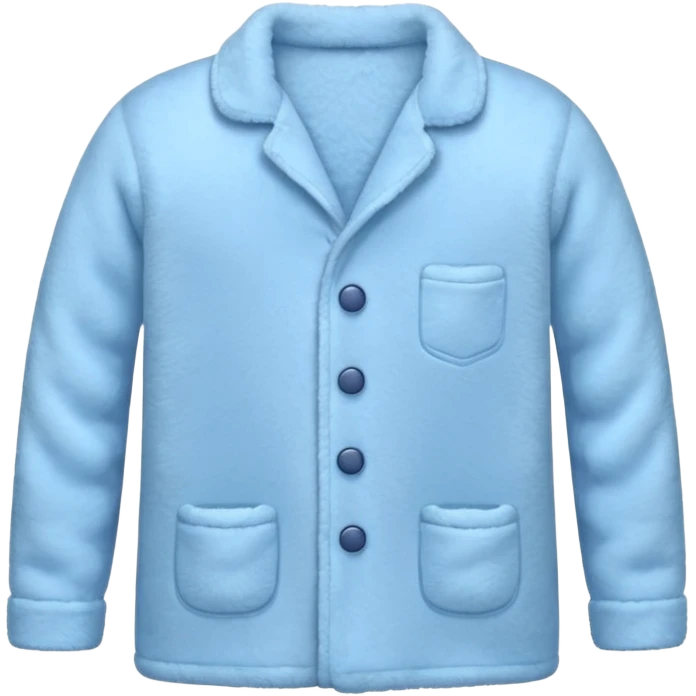emoji of an isolated cozy pajama top made of fluffy fleece fabric, super soft plush texture, light grey with pastel blue tint, button-down long sleeves, neatly folded flat-lay, no person, no body, no mannequin, warm winter pajama mood, soft shadows emoji