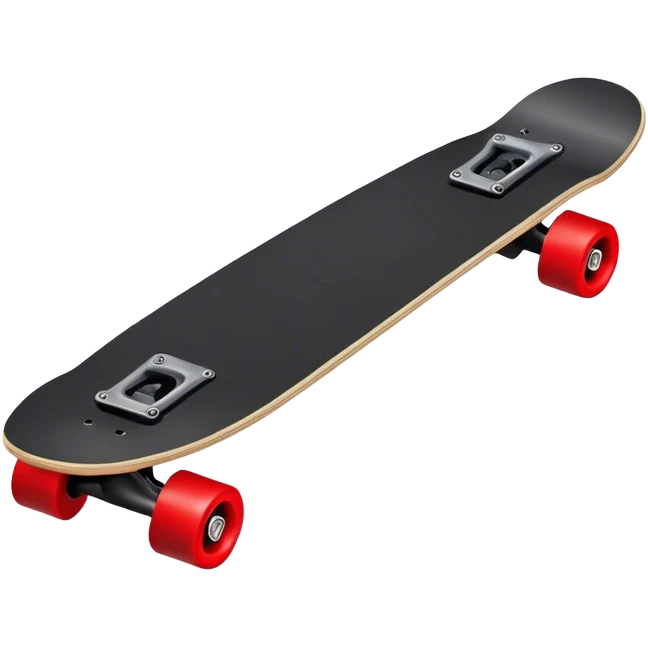 isometric angle black skateboard with red wheels emoji