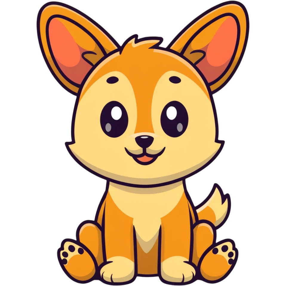 cartoon dog with big eyes begging, sitting with paws up emoji