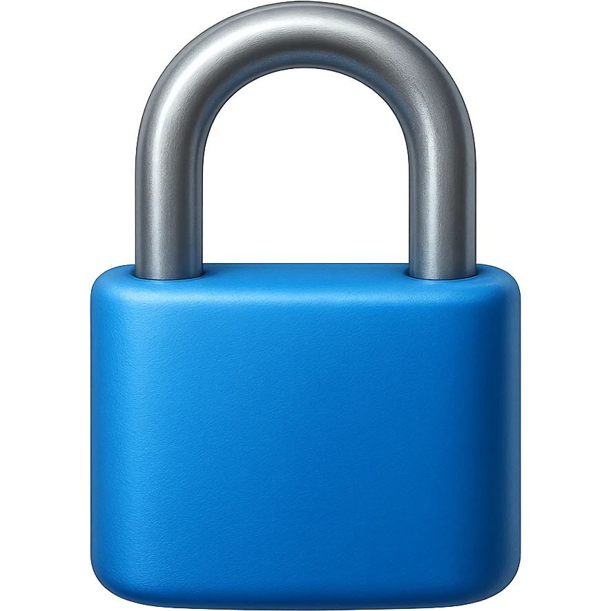 emoji stile iphone di un lucchetto azzurro, iperrealistico 4k emoji