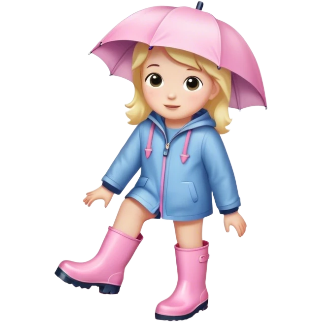 Kids light pink rain boots in puddle emoji