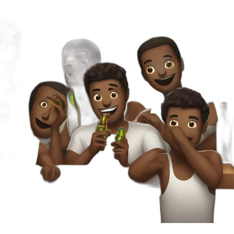 Group of guys pop bottles in nightclub emoji