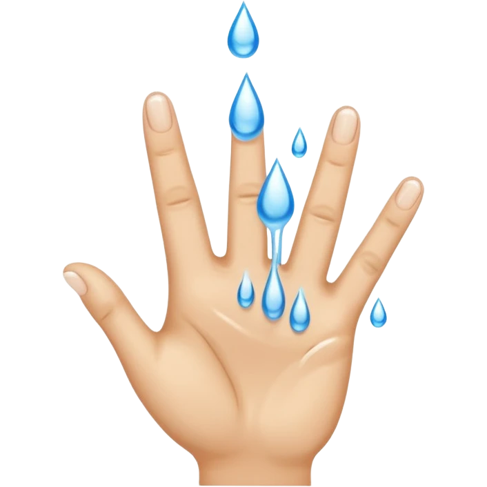 Water drenching and dripping directly off index and middle fingers of hand emoji