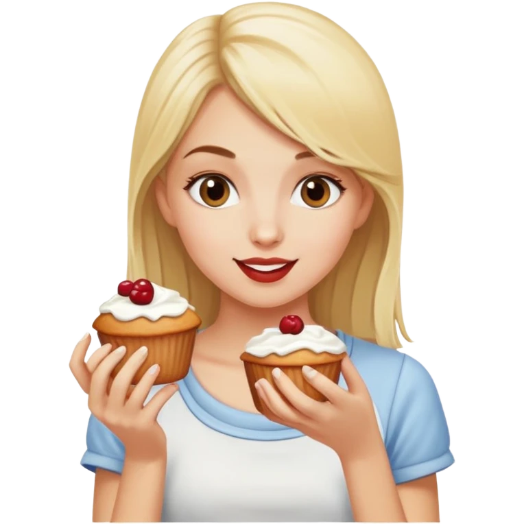 Blonde girl eating muffins  emoji
