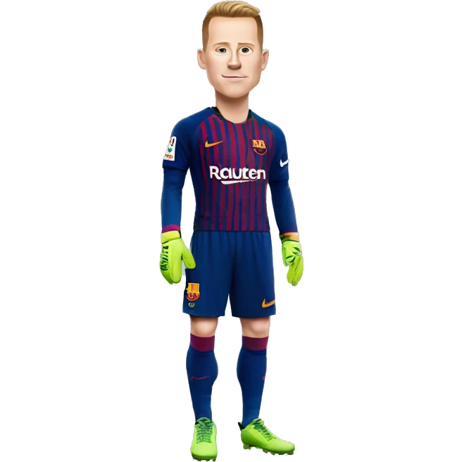 ter stegen in the form  Barcelona in full height emoji