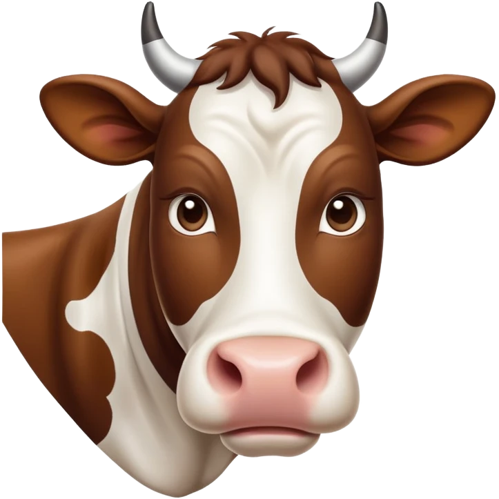 cinematic-noble-brown-and-white-cow-portrait-emoji,-poised-and-regal,-with-a-large,-sturdy-build-and-a-beautifully-patterned-hide-of-rich-brown-accented-by-crisp-white-patches,-deep-set-soulful-brown-eyes,-simplified-yet-sharp-and-sophisticated emoji