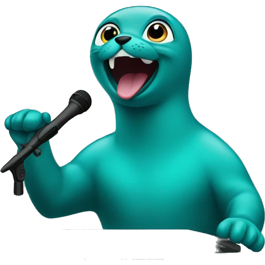teal seal speaking behind a podium emoji
