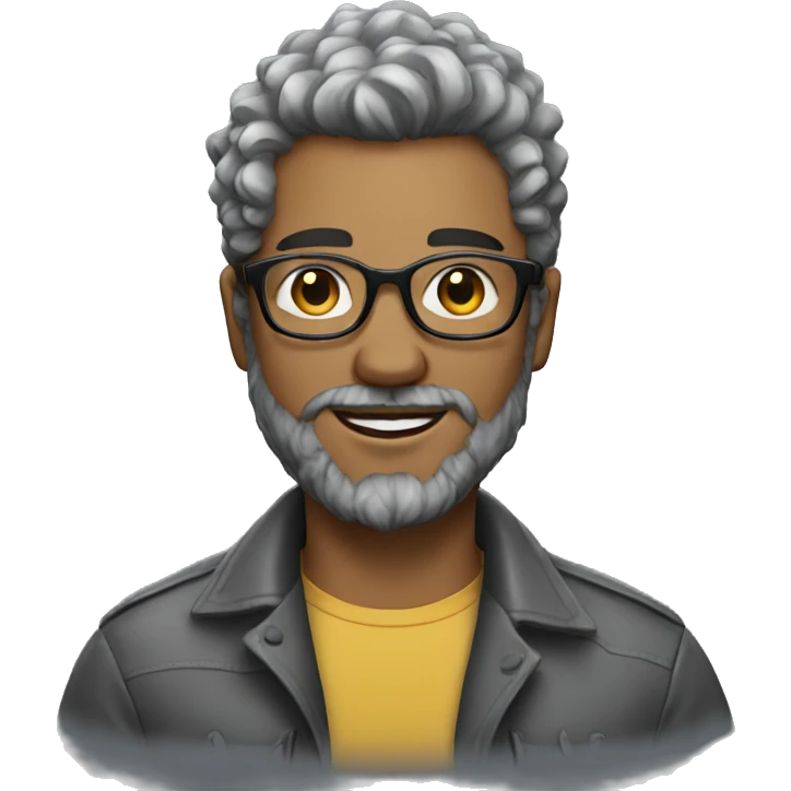 Young man with glasses and salt and pepper hair and beard  emoji