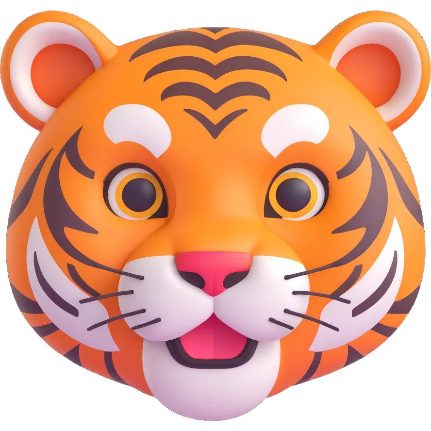 red flag with a cartoon tiger face in the center, playful and bold, no text emoji