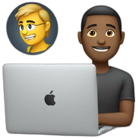 Guy using macbook laptop emoji