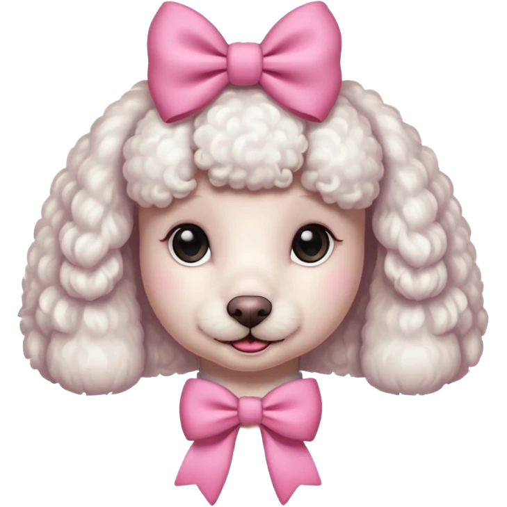 Caniche blanca  con un moño rosa emoji