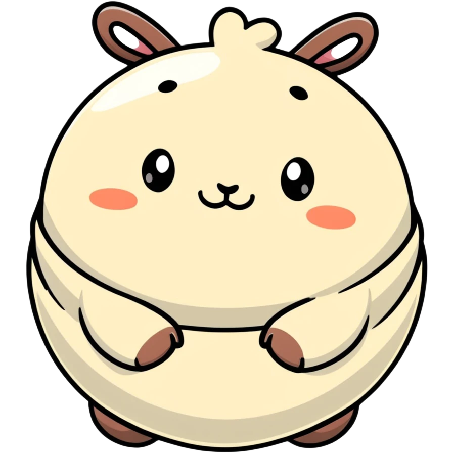 cute cartoon sticker style baozi with smiling face emoji