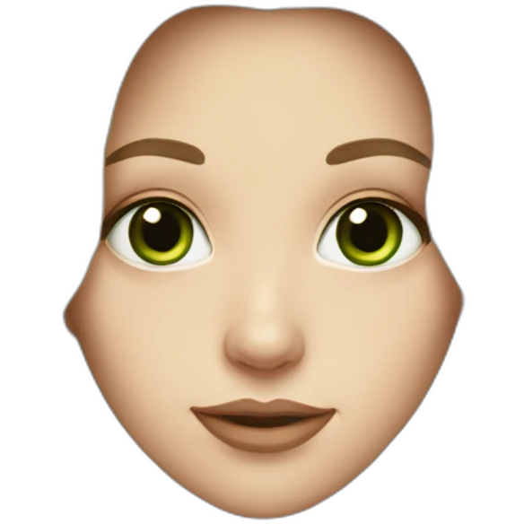 white girl with brown long hair, big green eyes, full lips emoji