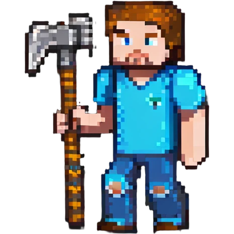 Minecraft character Steve with pickaxe emoji