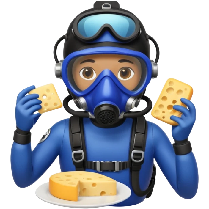 Scuba diver eating blueberries and cheese emoji