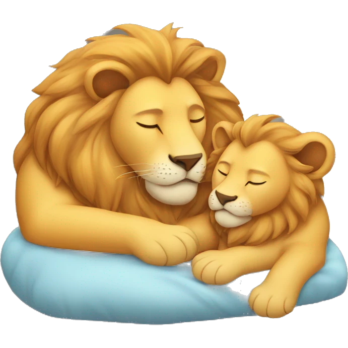 Sleeping baby lion with dad emoji