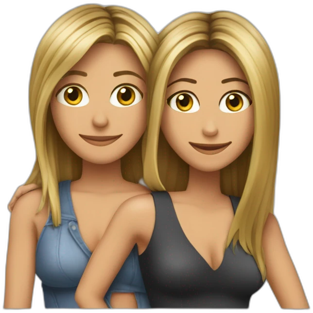Ciryl halouna et Jennifer Aniston qui font un câlin emoji
