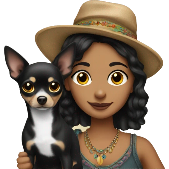Fair gypsy with black chihuahua emoji