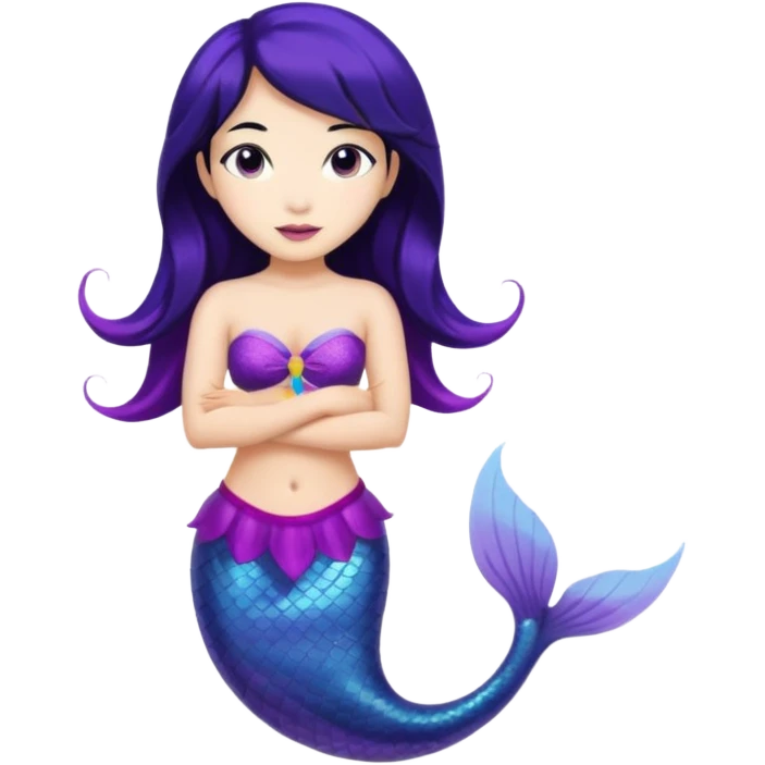 Asian mermaid with black hair and purple tail  emoji