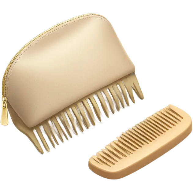 beige comb and cosmetic bag emoji