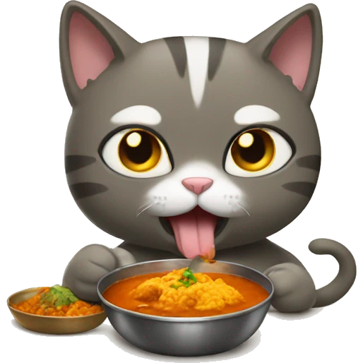 Cat eating curry emoji