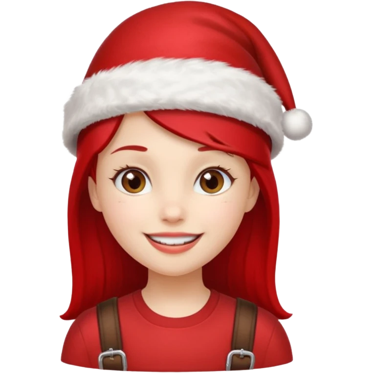 Girl in red Christmas hat with buckle accent.









































 emoji