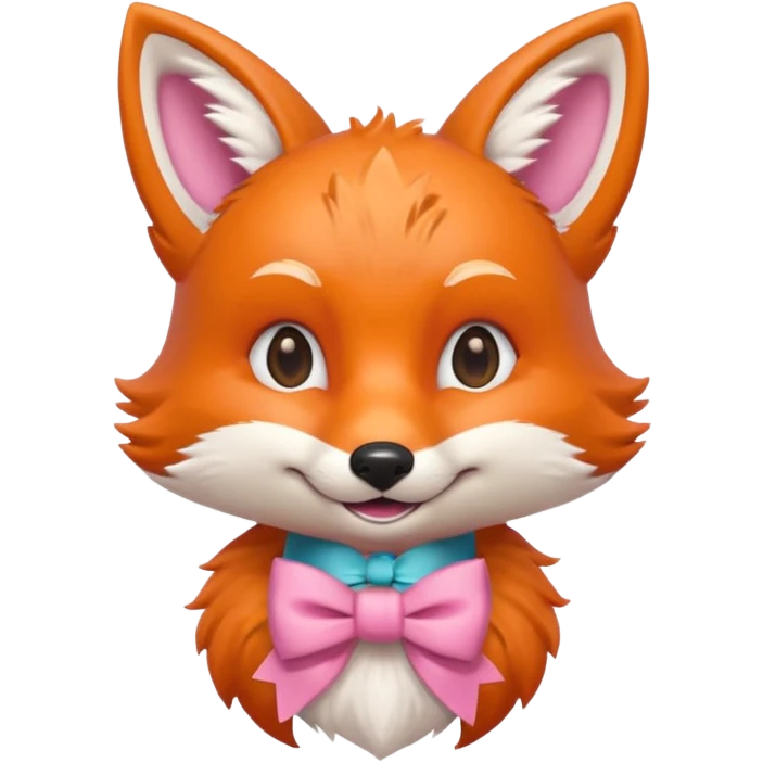smiling fox, bust up, wearing a pink bow emoji