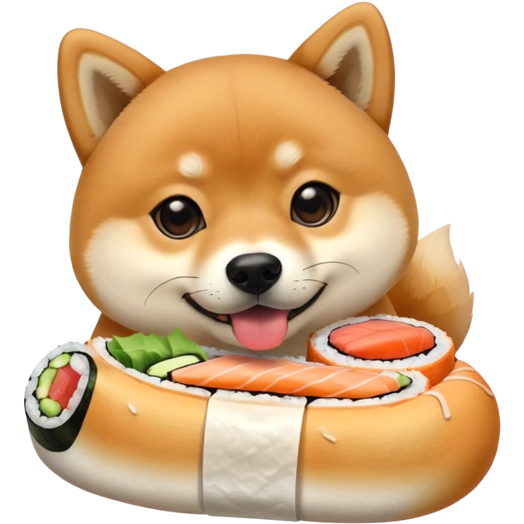 Shiba Inu eating a sushi roll emoji