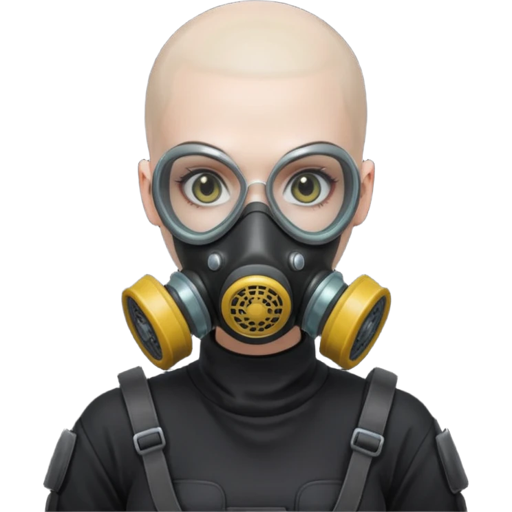 cyberpunk gasmask girl programmer buzzcut bald emoji