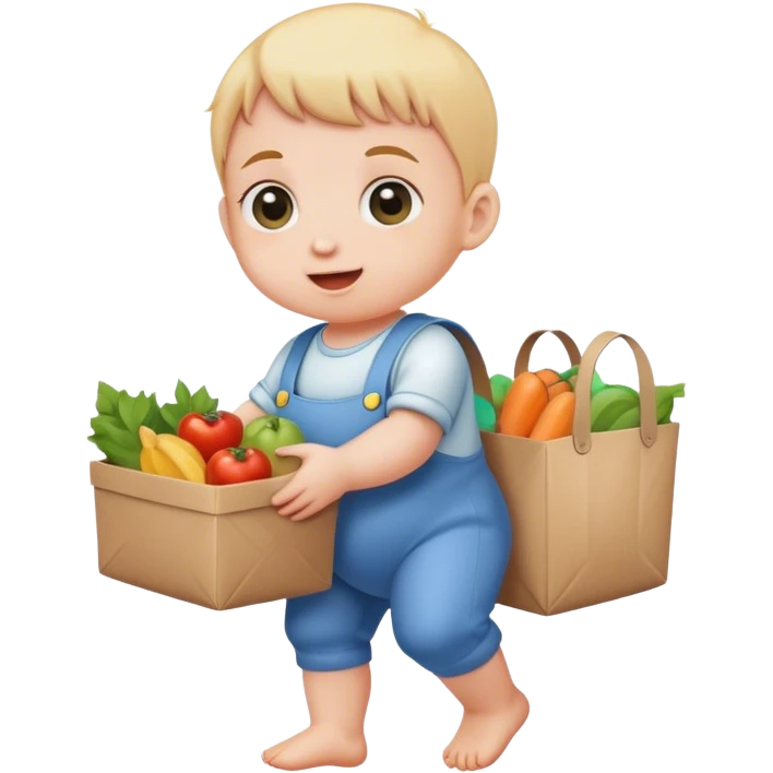 Giant baby delivering groceries  emoji