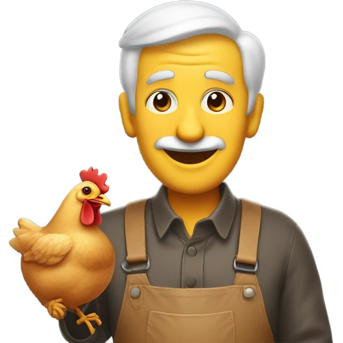 Old Man Emoji with chicken emoji