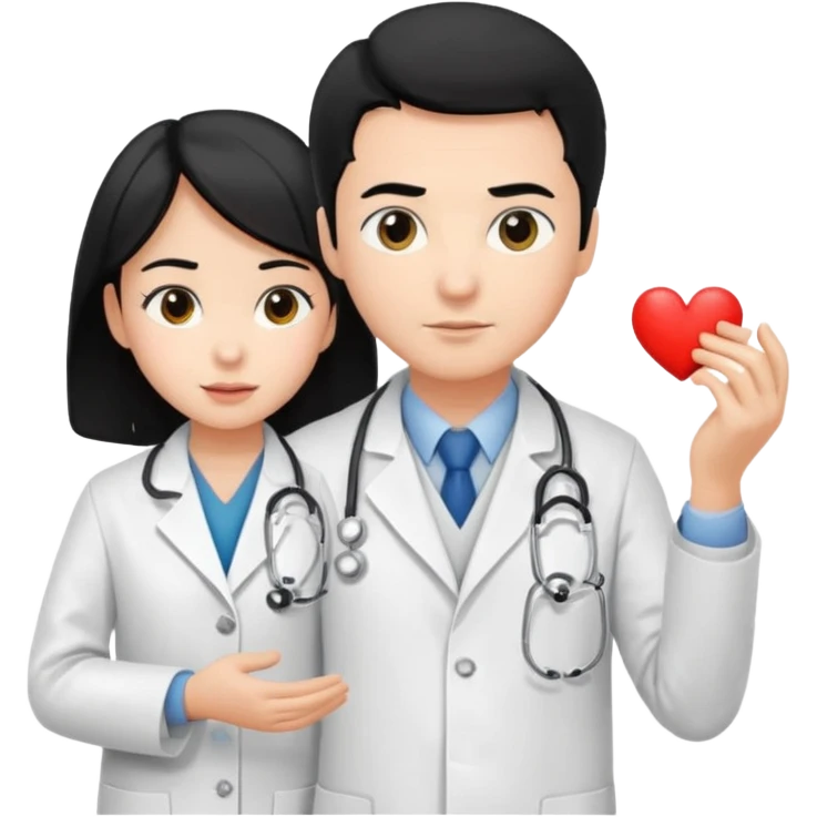 doctor black hair helping a kid emoji