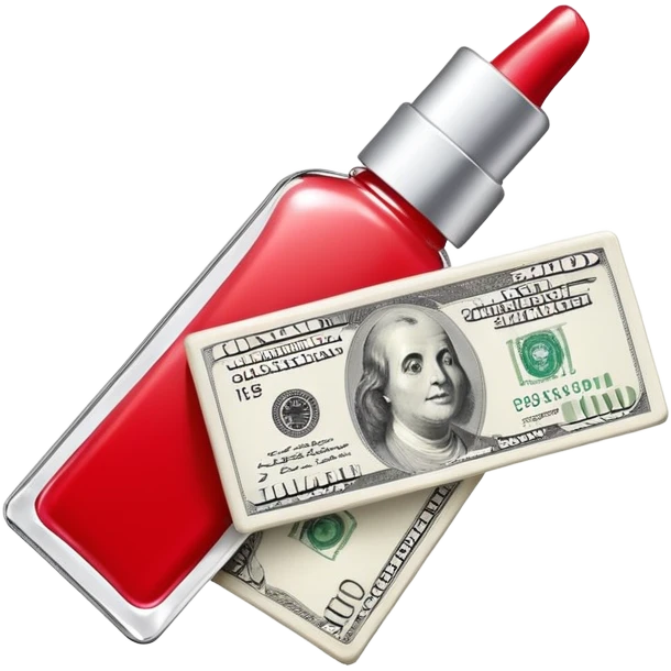 price tag with a few dollar bills and a bottle of nail polish emoji