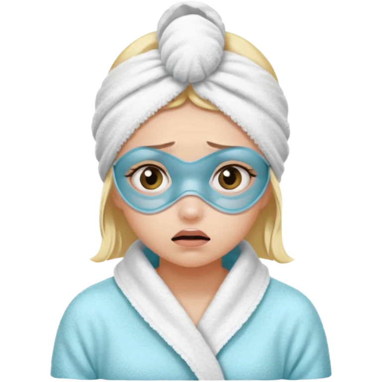 scared girl with bath towels and eye mask emoji