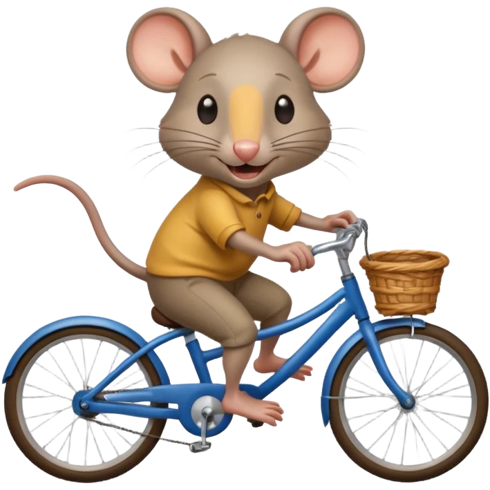 Rata manejando bicicleta con sonrisa pícara emoji