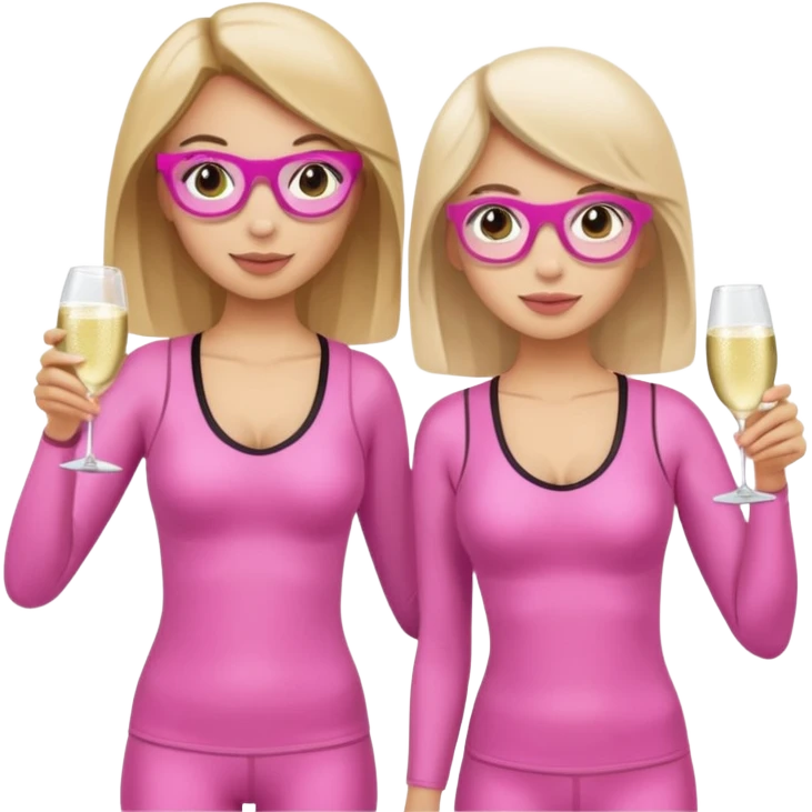 two girl pink pilates prosecco emoji