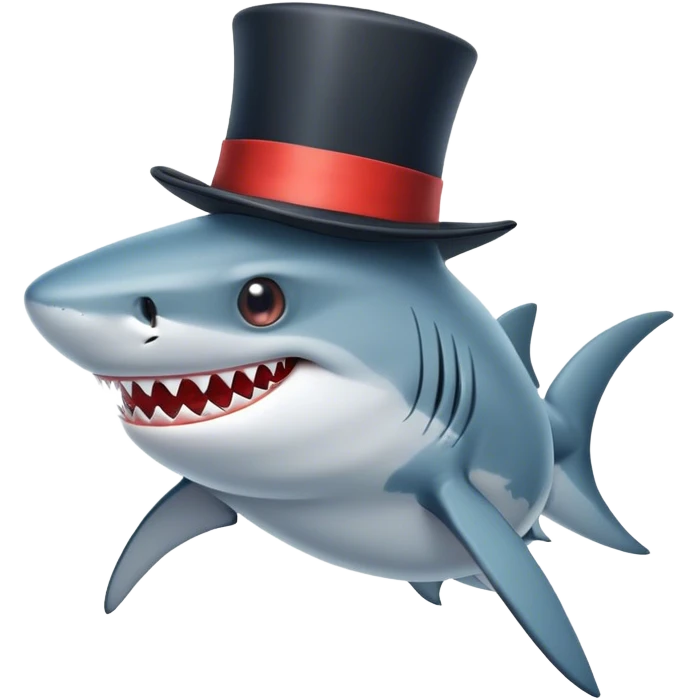 Shark with a top hat emoji