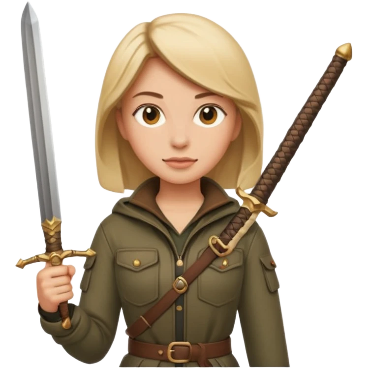 tôi muốn emoji nữ thợ săn cầm kiếm emoji